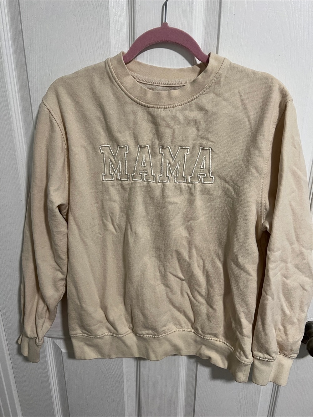 MAMA Embroidered Crewneck Sweater - Cream